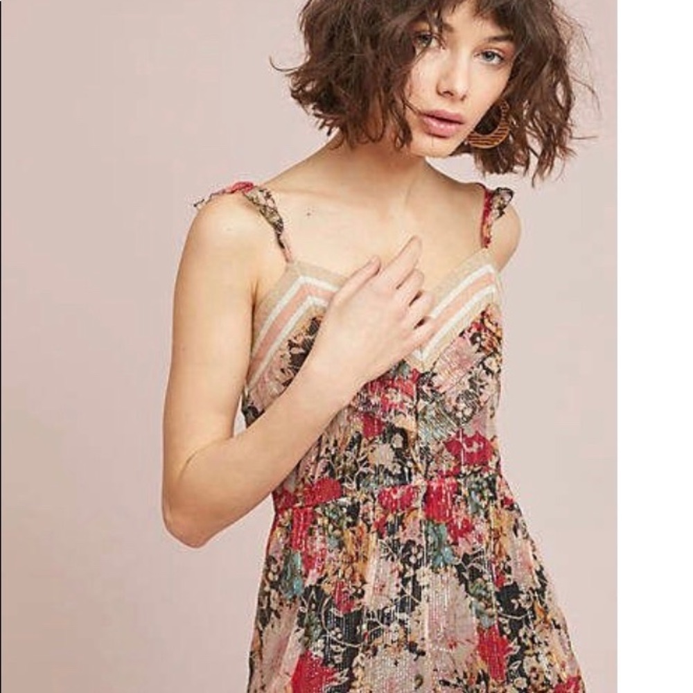 Anthropologie Love Sam Metallic Floral Cami NWT